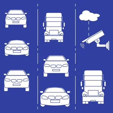 Security camera and traffic. Illustrazione stock