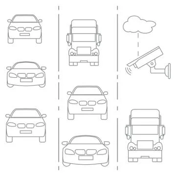 Security camera and traffic. Stock Illustration