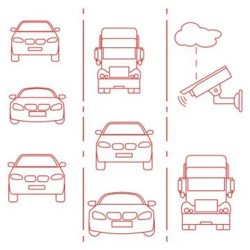 Security camera and traffic. Illustrazione stock