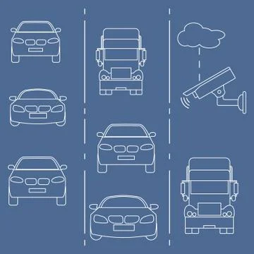 Security camera and traffic. Stock Illustration