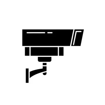 Security camera black icon, vector sign on isolated background. Security camera Stock Illustration