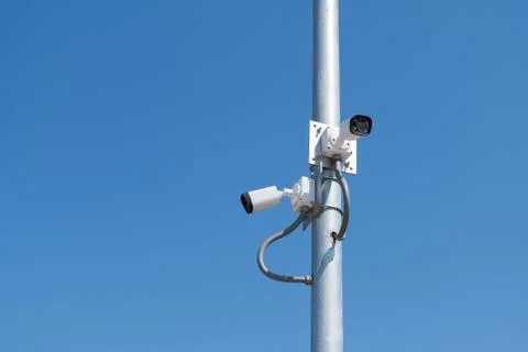 Security camera with blue sky. Foto stock