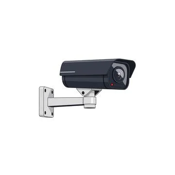 Security camera on bracket - surveillance and monitoring system Illustrazione stock