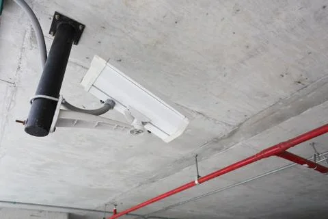 Security camera in car parking Stock Photos