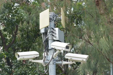 Security Camera CCTV can record events such as traffic, accidents. And also p Stock Photos