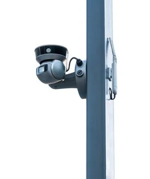 Security camera cctv isolated on white background - clipping paths. Illustrazione stock