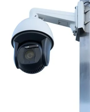 Security camera cctv isolated on white background - clipping paths. Illustrazione stock