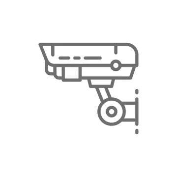 Security camera, CCTV, safety home protection system line icon. Stock Illustration