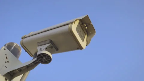 Security camera cctv video surveillance mounted on extremity steel pole. Stock Footage 151427783