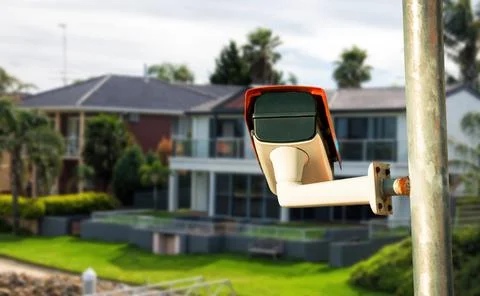 Security camera closeup on the property Stock Photos