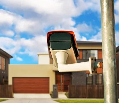 Security camera closeup on the property Stock Photos