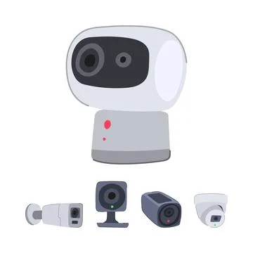 Security camera collecting data for surveillance system technology Stock Illustration