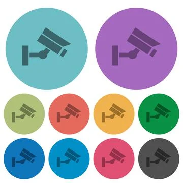 Security camera color darker flat icons Stock Illustration