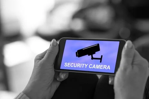 Security camera concept on a smartphone 写真素材