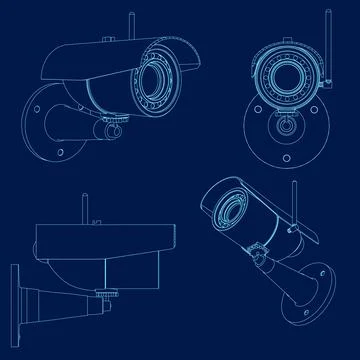 Security camera. Contour cctv home wireless electronic inspection cameras decent Stock Illustration