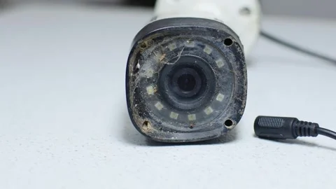 Security Camera - Detail of an old and modern security circuit camera, side.. Stock Footage 260823512
