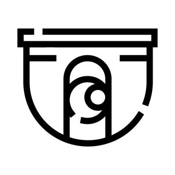 Security camera dome icon black line art Illustrazione stock
