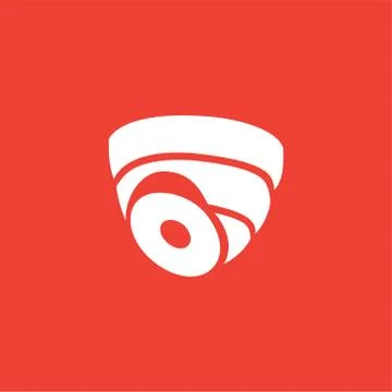 Security Camera Dome Icon On Red Background. Red Flat Style Vector Illustrazione stock