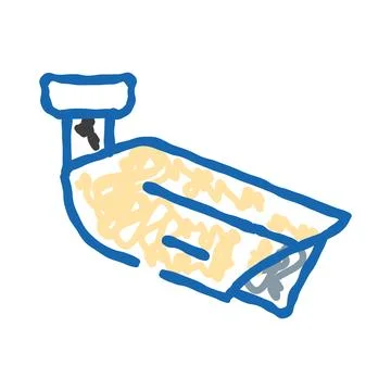 Security camera doodle icon providing safety monitoring Stock Illustration