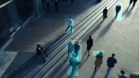 Security Camera with Face Recognition Software Stock Footage 136111323