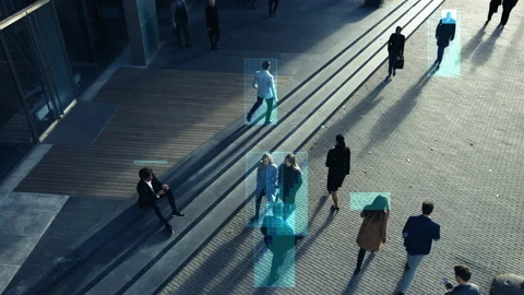 Security Camera with Face Recognition Software Stock Footage 136111548