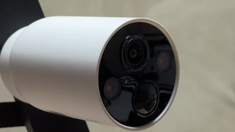 Security Camera Flashes Bright Lights Triggering Loud Siren Alarm Stock Footage 331058049