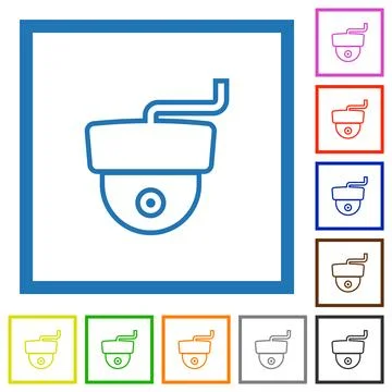Security camera flat framed icons 스톡 일러스트