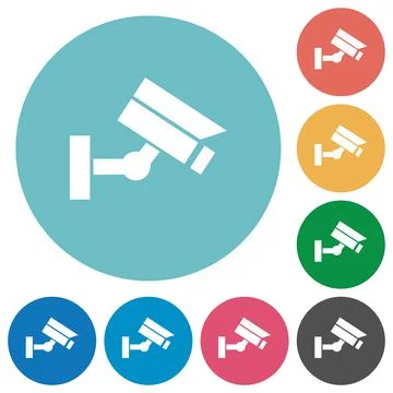 Security camera flat round icons Stock Illustration