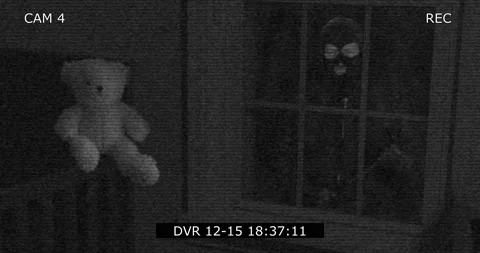 Security Camera Footage Burglar outside of a Child’s Room window Video stock 152997653