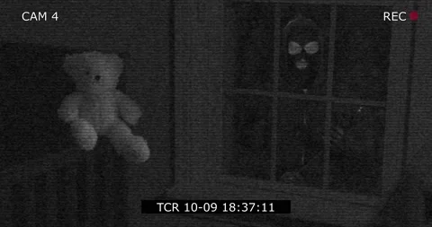 Security Camera Footage Burglar outside of a Child’s Room window Video stock 152997900