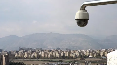 Security camera in front of the residential buildings Stock Footage 335932779
