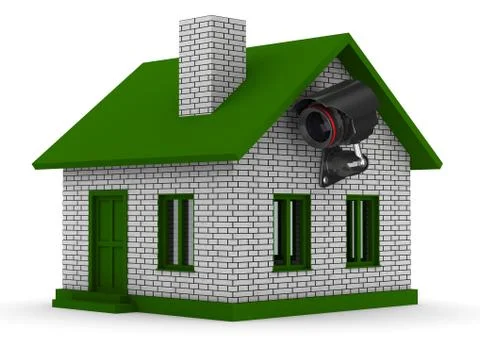 Security camera on house. Isolated 3D image Illustrazione stock
