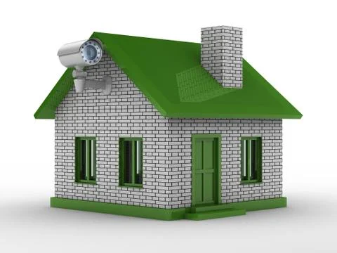 Security camera on house. Isolated 3D image Illustrazione stock