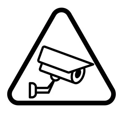 Security Camera Icon in Basic Triangle Shape for Safety Awareness Signage 스톡 일러스트
