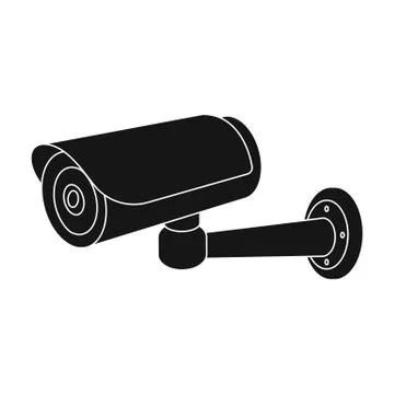 Security camera icon in black style isolated on white background. Parking zone Illustrazione stock