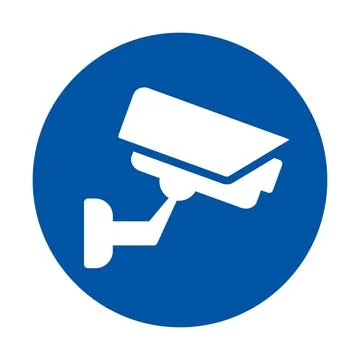Security Camera Icon on Blue Background for Safety and Surveillance Applica.. Stock Illustration