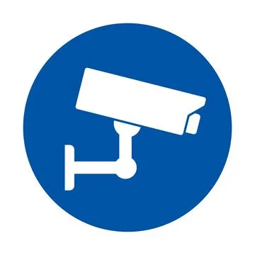 Security Camera Icon on Blue Circle Background for Safety Applications Stock Illustration