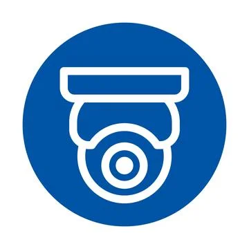 Security Camera Icon in Blue Circle Modern Graphic Design Vector Art Stock Illustration