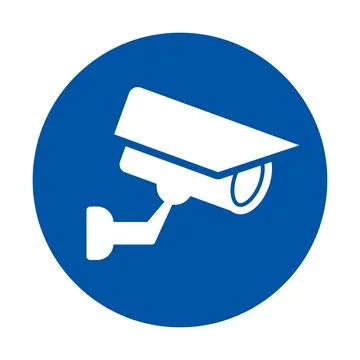 Security Camera Icon on Blue Circle Background for Surveillance Needs Stock Illustration