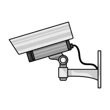 Security camera icon in cartoon style isolated on white background. Museum Stock Illustration