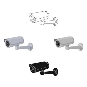 Security camera icon in cartoon style isolated on white background. Parking zone Illustrazione stock