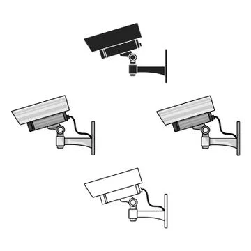 Security camera icon in cartoon style isolated on white background. Museum Stock Illustration
