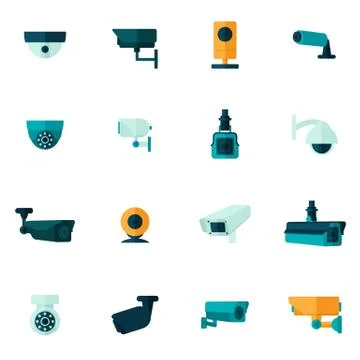 Security Camera Icon Flat Stock Illustration