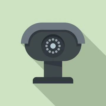Security camera icon, flat style Illustrazione stock