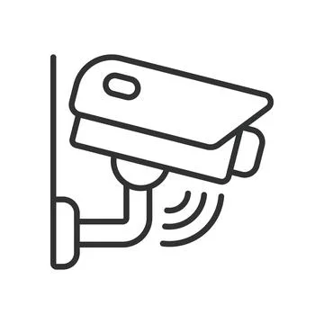 Security camera, icon in line design. Security cameras, monitoring, video camera Stock Illustration