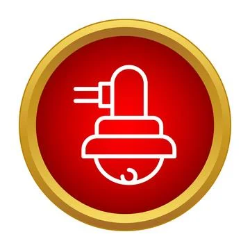 Security camera icon with red background and gold frame Stock Illustration