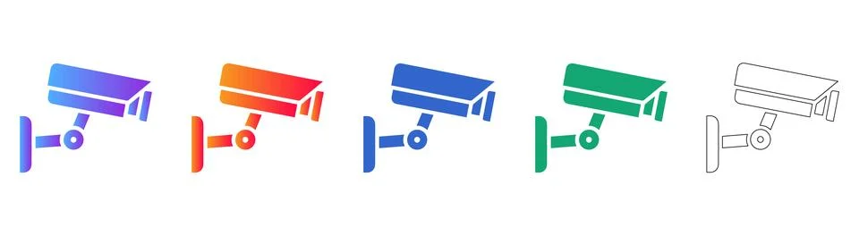 Security Camera Icon Set Stock Illustration