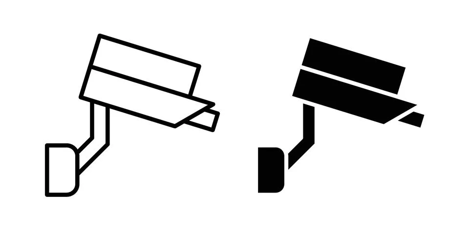 Security camera icon set modern line and solid style collection. Stock Illustration