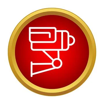 Security camera icon showing surveillance and protection Illustrazione stock