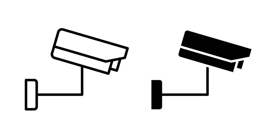 Security camera icon silhouette vector set. thin line pack Stock Illustration